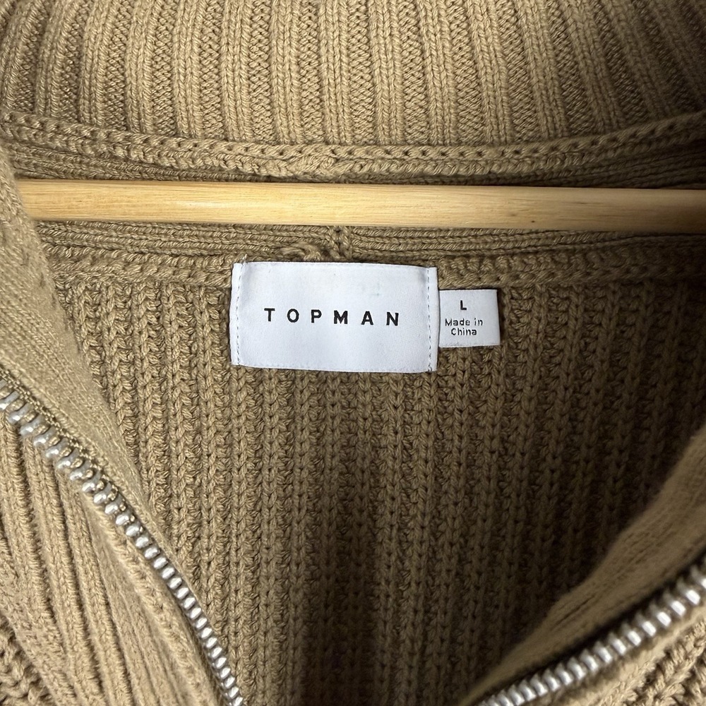 TOPMAN Hester Ribbed Knit Sweather Half Zip Mens Size Large High Collar Pullover - Picture 12 of 16